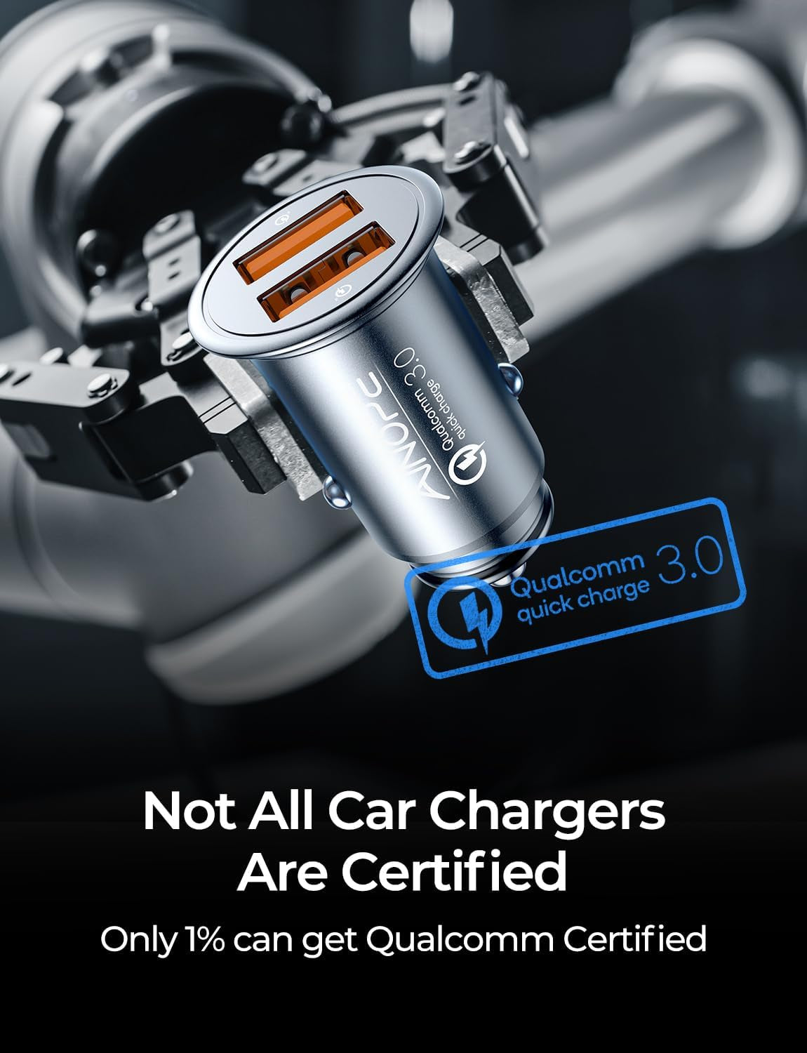 Fast Car Charger Fast Charge  USB Car Charger Adapter 36W All Metal Mini Cigarette Lighter USB Charger Quick Charge Compatible with Iphone 13/12/11 Pro/11/ X/8, Note 9/Galaxy S10/S9