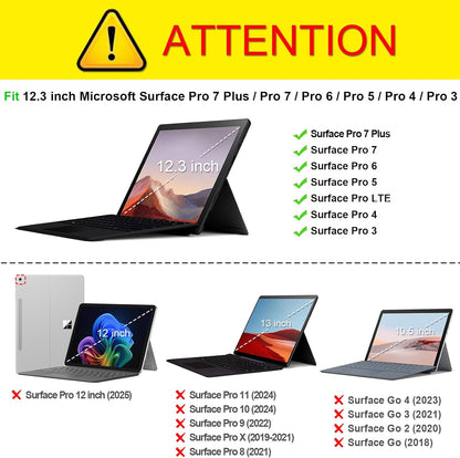 Case for 12.3 Inch Microsoft Surface Pro 7 Plus, Surface Pro 7/6/5/4/3 - Portfolio Business Cover with Pocket, Compatible with Type Cover Keyboard, Purple